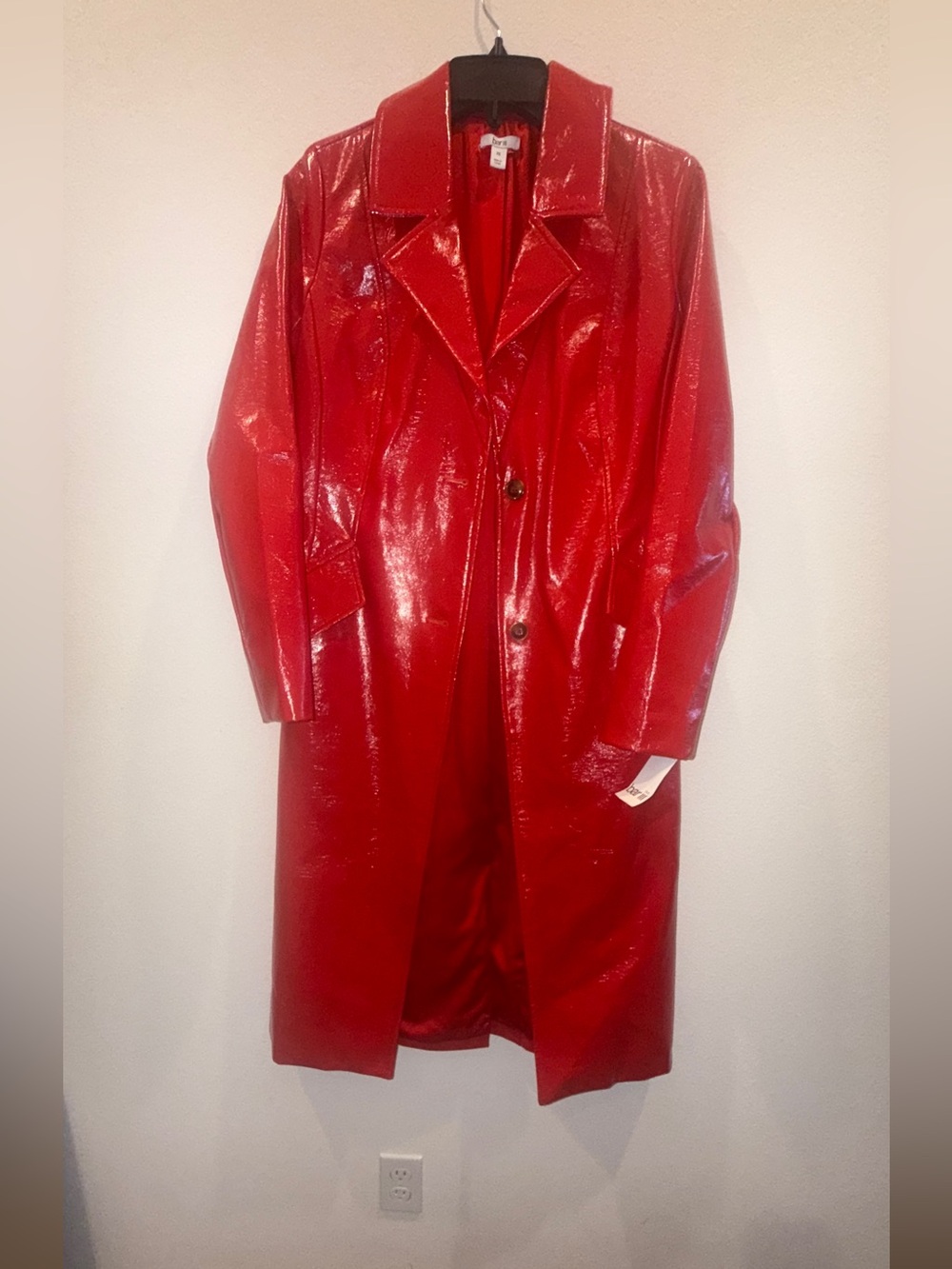 Bar III Red Vinyl Trench Coat for Women NWT $149